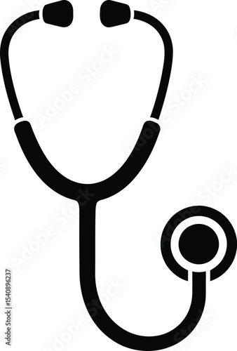 Black and white silhouette of a stethoscope medical equipment for doctors healthcare and medical professions design