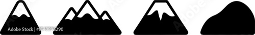 Mountain Range Set Snow Caps Minimal Symbols