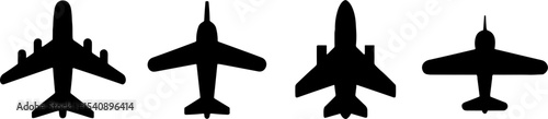 Silhouette Airplane Set Top View Aviation Transports