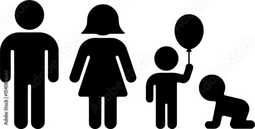 Familys Man Woman Child Balloon Baby Crawling