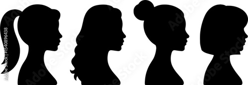 Female Profile Silhouettes Hair Styles Collection
