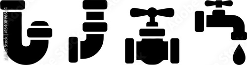 Plumbing Pipe Valve Faucets Dripping Water Symbols