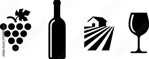 Grape Vineyard Wine Bottle Glass Farm Agricultures