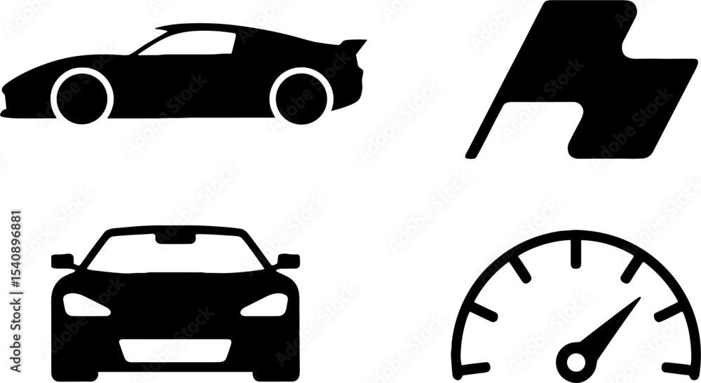 Fototapeta premium Sports Car Racing Flag Speedometer Dashboard Set
