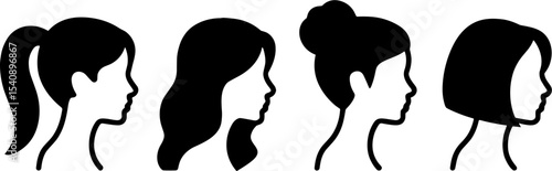 Female Profile Hairstyles Silhouettes Hair Style Collection