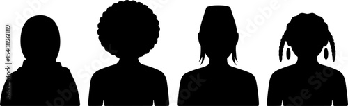 Four Diverse Female Silhouettes African American Hairstyles Profiles