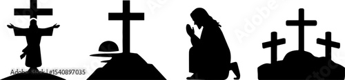 Christian Crosses Jesus Kneeling Praying Resurrection Symbols