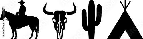 Western Cowboy Horse Skull Cactus Teepees Set