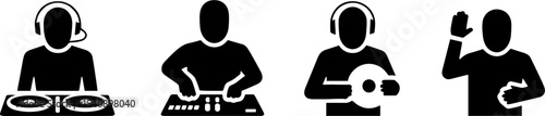 Dj Person Mixing Music Playing Vinyl Disc Set