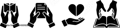 Hands Reading Book Letter Holding Heart Caring Education Concept