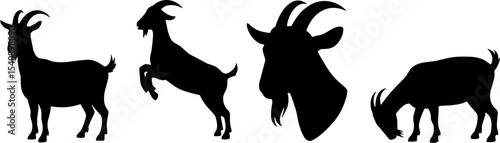 Goat Silhouettes Set Farm Animals