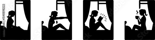 Woman Relaxing Reading Drinking Sitting Window Cozy Lifestyle