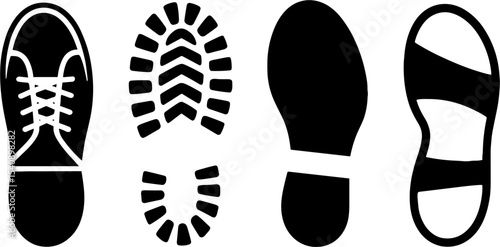 Shoe Sole Footprints Set Different Tread Patterns