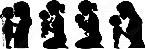 Mother Child Silhouettes Family Love Parenting Concept