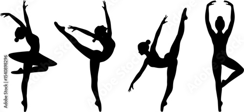 Ballet Dancer Silhouettes Poses Graceful Ballet Dance Art