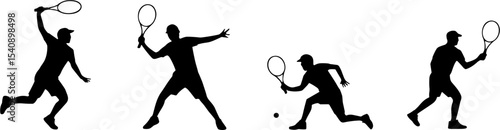Tennis Player Silhouettes Action Poses Sportss