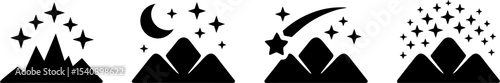 Mountain Night Skys Set Moon Stars Shooting