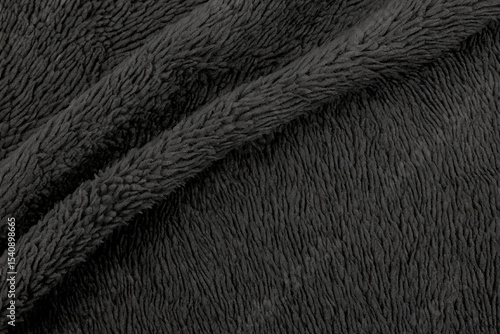 Cozy Black Plush Fabric with Folds