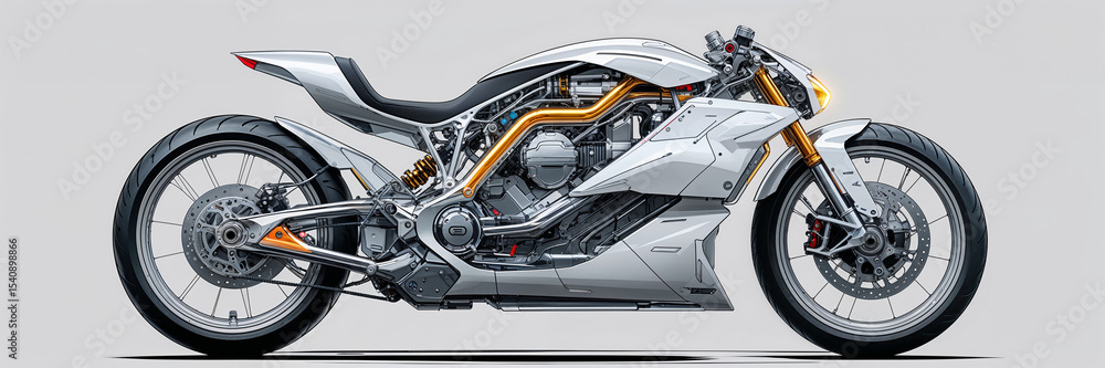 Fototapeta premium A1 Zukünftige Motorrad sehr Futuristisch