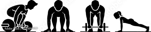 Weightlifting Deadlift Barbell Woman Push Up Exercise Fitness