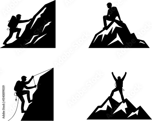 Mountain Climber Silhouette Hiking Rock Climbing Outdoor Adventure