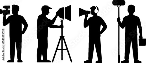 Film Crew Silhouettes Video Production Team Roles