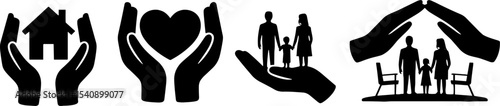 Hands Holding House Heart Family Protection Insurance Concept