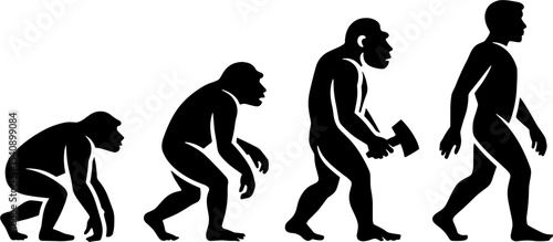 Human Evolution Silhouette Progression Tool Use Concept