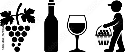Grape Cluster Wine Bottle Glass Wine Tasting Concepts