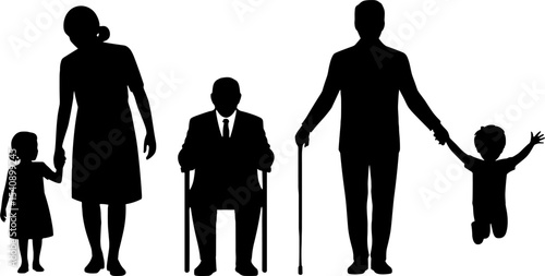 Family Silhouette Generations Parents Children Grandparents Concept