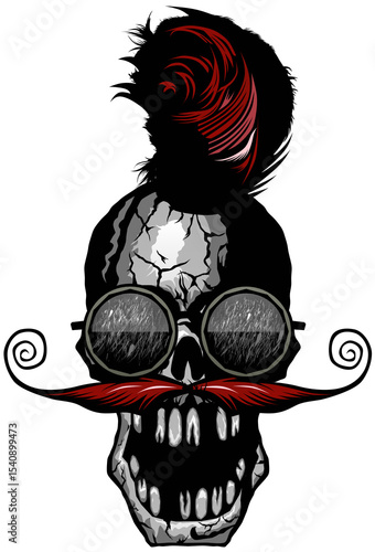 punk moustache pirate hipster skull crane coiffure fantaisie