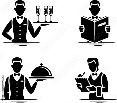 Waiter Serving Food Drinks Menu Reading Order Takings