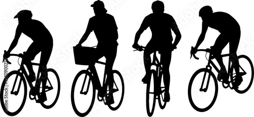 Cyclist Silhouettes Road Bike Riding Group Sports Concept