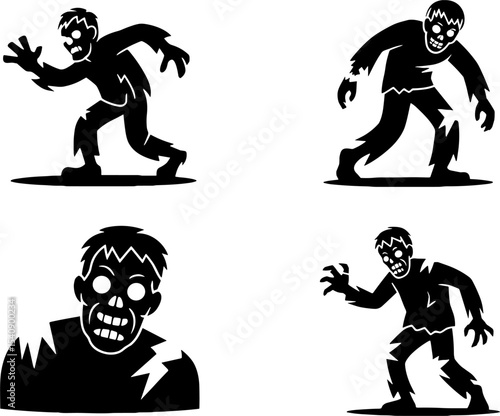 Zombie Silhouette Set Horror Monster Halloween