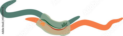 Diagram of mating process of earthworms. Scheme of earthworm copulation with elements of the internal structure of the reproductive system for biology lesson