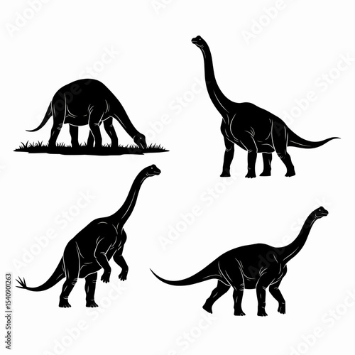 Elegant Sauropod Dinosaur Silhouettes Perfect for Branding Logos and Design Projects