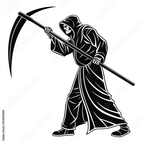 Japanese samurai warrior with sword vector illustration