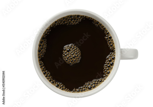 Isolated Top-Down View of Coffee in a White Mug