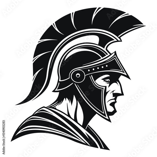A detailed illustration of a Spartan warrior in profile, showcasing strength and historical significance. The artwork is meticulously crafted to capture the essence of the ancient warrior spirit