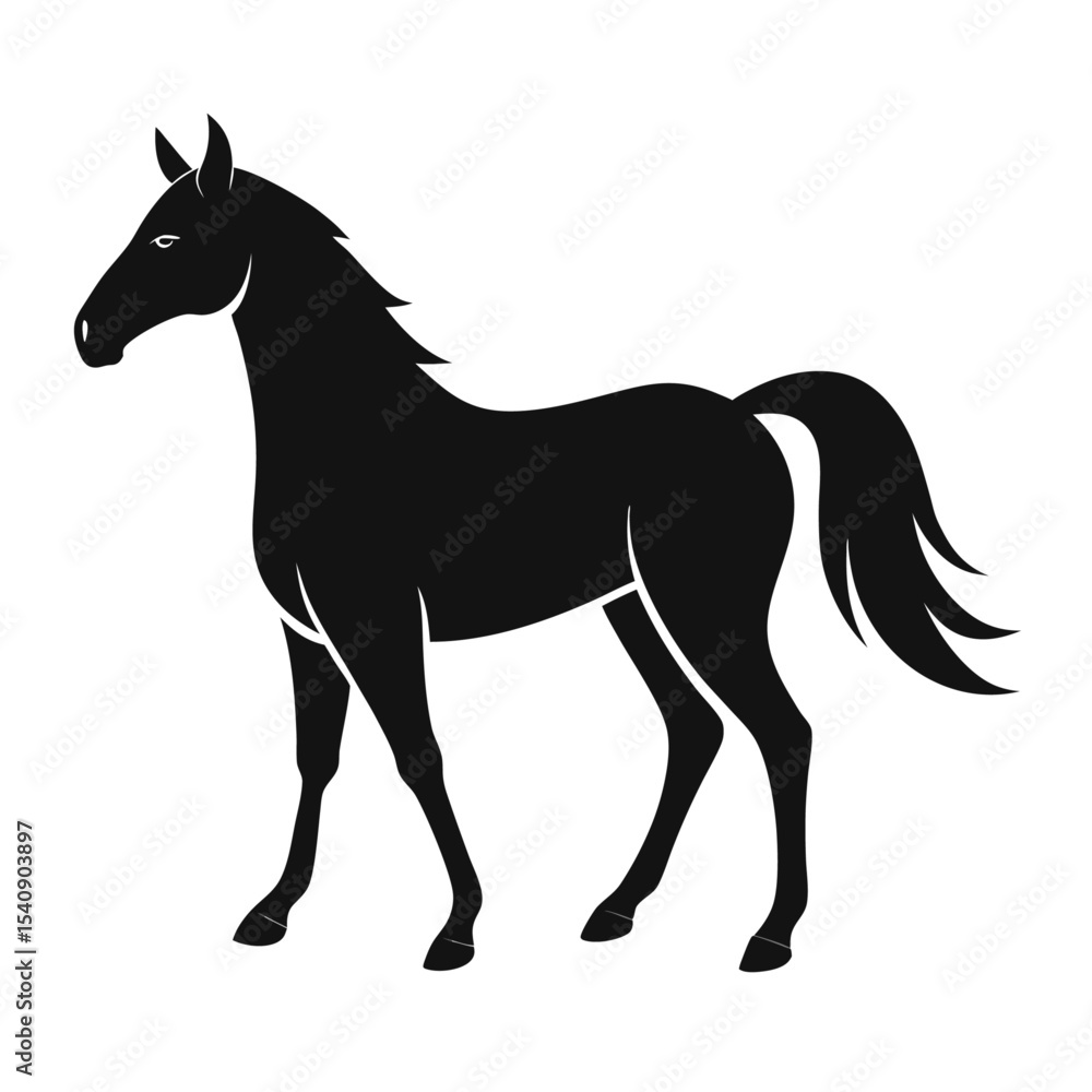 Obraz premium Horse silhouette vector and editable with white background 