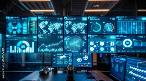 Wallpaper Mural A bright and modern smart home interior with multiple smart screens and an AI speaker assistant Torontodigital.ca