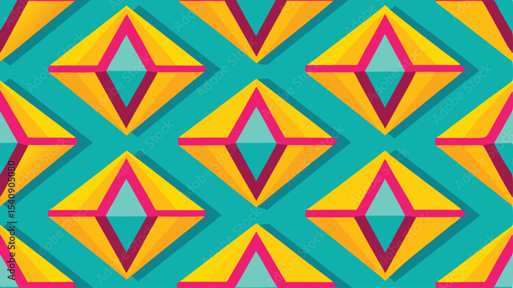 Fototapeta premium Geometric pattern with bright colors and transparent overlays for creative designs