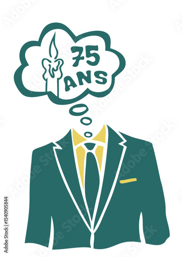 75 ans costume cravate anniversaire bulle bougie