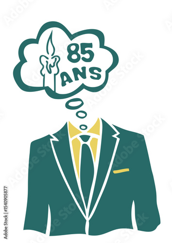 85 ans costume cravate anniversaire bulle bougie