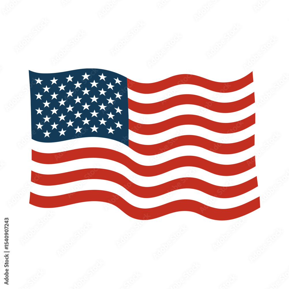 Fototapeta premium American flag vector illustration with red white and blue stripes and stars representing USA patriotism and national identity