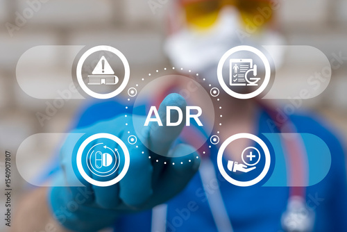Quadro su tela Doctor using virtual touch screen push abbreviation: ADR