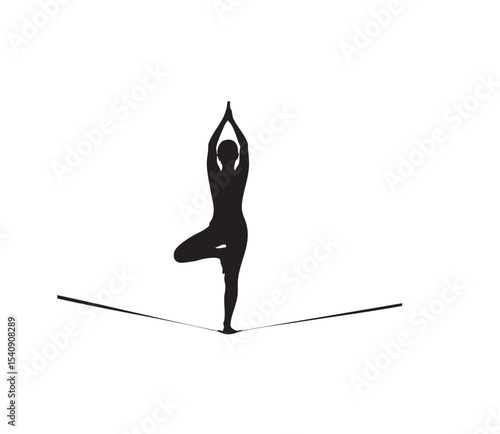 Slackliner Silhouette Vector | Rope Balancing Between Trees | Highline Sport T-shirt Design