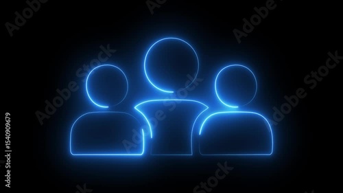 Group people man icon animation with saber effects.