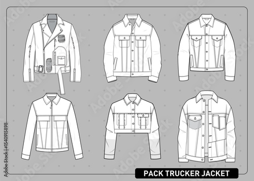 Trucker pack, Streetwear Clothing Vector Mockup Pack Techpack, Mockups Clothing Brand Fashion Design
