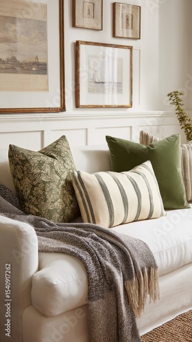 Cozy Living Room With Decorative Pillows and a Warm Throw in a Comfortable Se...